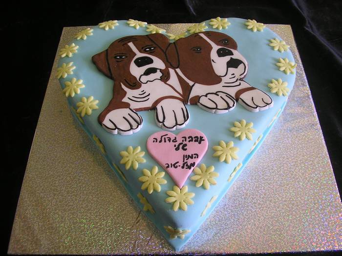 עוגת יומולדת 2 כלבלבים לאהבה הכי גדולה כלב